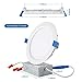 JJC Ultra Thin Canless Led Recessed Lighting 6 Inch Fixtures with Junction Box, 3000K Warm White Ceiling Led Lights (5000K-Daylight White, 4 Pack)