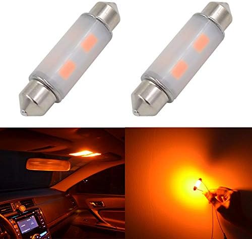 41mm 42mm(1.72") LED Dome Festoon Map light Fit for 578 569 211-2 212-2 Canbus Error Free 12V 24V with SAMSUNG-5630 Chipset LED Bulb Amber(Pack of 2)