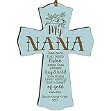 LifeSong Milestones Personalized Family Keepsake Wooden Cross Decorative Ornament Gift for Nana from Family 4â€ x 6â€ (Blue)