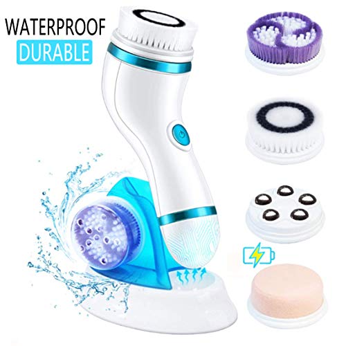 Gackoko Facial Cleansing Brush- with advance Latest Ion Technology & 4 Brush Heads for chargeable Electric Rotating Face brush -Awaken skin vitality for Deep Cleansing, Exfoliating,Blackhead (Blue-2) - Thumbnail 7