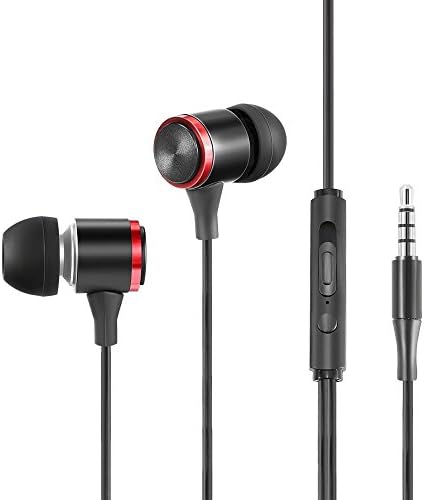 FVBACK Wired Headset In-ear Headphones Earbuds with Microphone Bass Stereo Earbuds Headphones (Black)