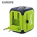 DuaFire Travel Adapter, Universal Power Adapter Plug International Wall Charger with Dual USB Ports and AC Socket for USA EU UK AU CN (Green)