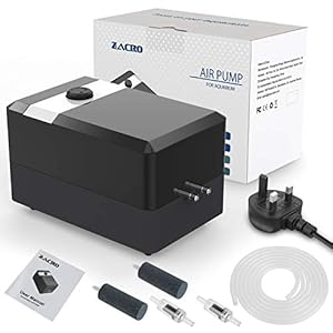 Zacro-Aquarium-Air-Pump-Ultra-Silent-Oxygen-Pump-with-Dual-Outlet-Adjustable-Air-Valve-Air-Volume-25-Lmin-6-W-Up-to-130-Gallon-Tank Zacro Aquarium Air Pump - Ultra Silent Oxygen Pump with Dual Outlet Adjustable Air Valve, Air Volume 2 * 5 L/min 6 W, Up…