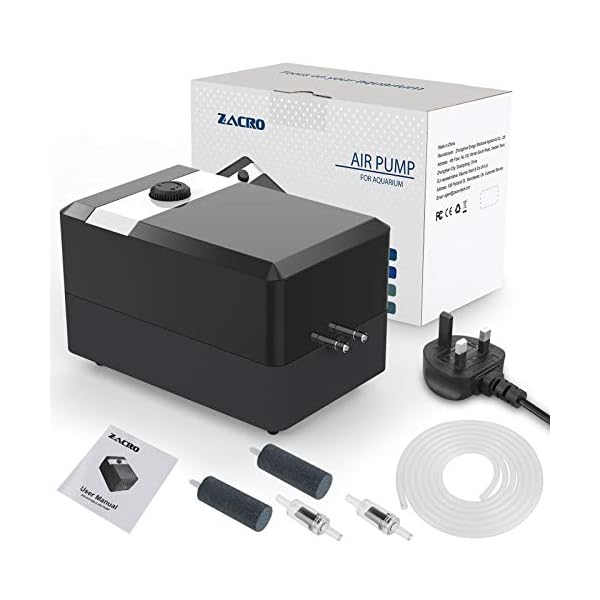 Zacro Aquarium Air Pump - Ultra Silent Oxygen Pump with Dual Outlet Adjustable Air Valve, Air Volume 2 * 5 L/min 6 W, Up…