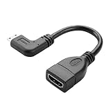 Mini HDMI to HDMI Cable, CableCreation 0.5ft 90 Degree Right Angle Mini-HDMI Male to HDMI Female Adapter, Support 1080P Full HD, 3D,for Camera, Camcorder, Graphics Card, Laptop,Tablet, 0.15M, Black