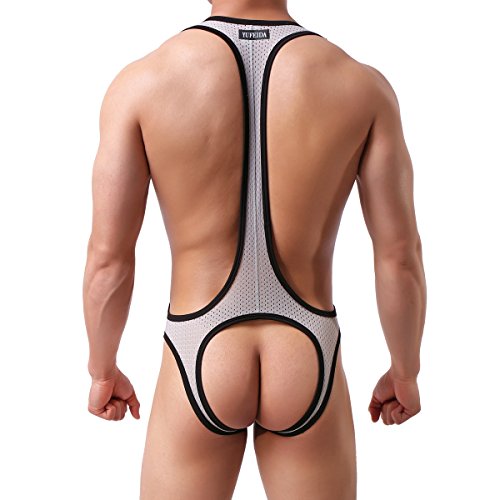 image for YUFEIDA Men's Jockstrap Leotard Underwear Jumpsuits Wrestling Singlet 