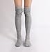 STYLEGAGA Winter Slouch Top Over The Knee High Knit Boot Socks (One Size:XS to M, Slouch Top_Gray)