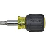 Klein Tools 32561 Std. Stubby Screwdriver/Nut Driver with Cushion Grip. 6 in 1 Tool,3/16-Inch and 1/4-Inch slotted, #1 and #2 Phillips, 1/4-Inch and 5/16-Inch Nut Drivers