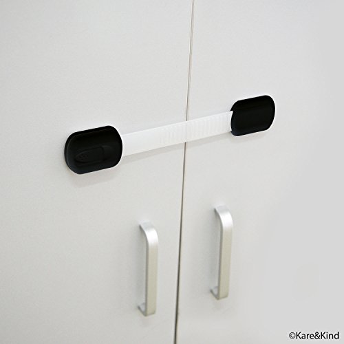 Child Safety Locks (Black) - Set of 6 - Prevents Injury and Opening (Oven) Doors, (Kitchen Sink) Cabinets, Toilet Seats, etc. - No Tools or Screws Needed - Strong Removable 3M Adhesive - Adjustable - Thumbnail 5