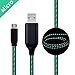 Micro USB Data Cable MKDGO 3ft Flat EL Visible Flowing LED Light Up Charging Cord USB 2.0A Sync Lead Rapid Charge Compatible with Android Phone Samsung S7 S6 Motorola and More - Green Light