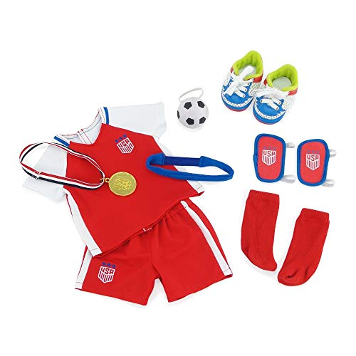 image for Emily Rose 18 Inch Doll Clothes | Team USA 8 Piece Doll Soccer Uniform