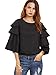 MakeMeChic Women's Layered Bell Sleeve Blouse Ruffle 3/4 Sleeve Top