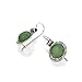 Antique Style Round Green Aventurine Gemstone Earrings with Ornate Floral Design and Secure Backs
