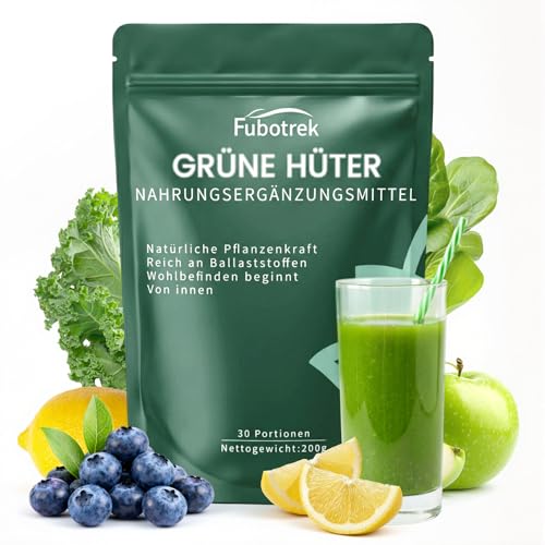 Green Detoxification Powder, 200 g Green Powder Helper, Superfood Powder Helper Plant Powder with Matcha, Barley Grass, Spirulina & Blueberries, Rich in Macronutrients, Micronutrients & Fibre, Vegan