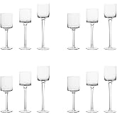 4 Sets (12 Pcs) Candlestick &amp; Tealight Candle Holders Tall High Elegant Clear Glass Tealight Holder Suitable for Candles Under 6cm (2.36") in Diameter Fit Home Party Wedding Table Centerpiece Decor