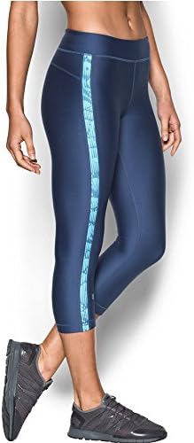 Under Armour Women's HeatGear Armour 18" Sport Capri, Faded Ink/Metallic Silver, Medium