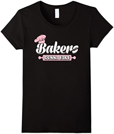 Women's BAKERS GONNA BAKE Pastry Chef T-Shirt XL Black