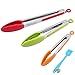 Stainless Steel Kitchen Tongs, Set of 3-7,9,12 Inch,Non-Stick Food Tongs with Silicone Tips for Barbeque, Cooking, Grilling Turner(multi color - Green, Red, Orange)