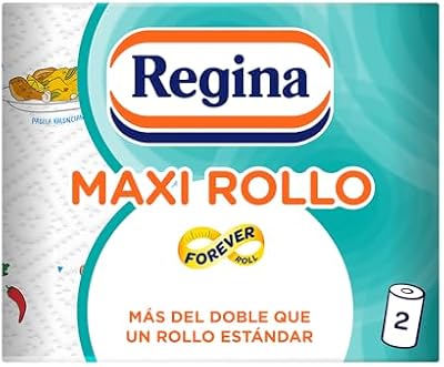 Maxi Rollo Papel de Cocina - Paquete de 2 Rollos, 100 Maxi Hojas Decoradas de 2 Capas, Equivalente a 6 Rollos Estándar, Extra Absorbentes, Envase de Papel Reciclable, 100% Certificado FSC