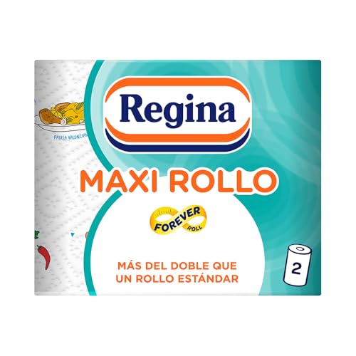Maxi Rollo Papel de Cocina - Paquete de 2 Rollos, 100 Maxi Hojas Decoradas de 2 Capas, Equivalente a 6 Rollos Estándar, Extra Absorbentes, Envase de Papel Reciclable, 100% Certificado FSC