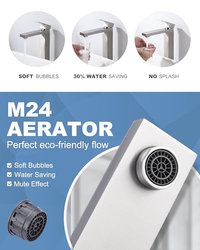 ARCORA Raised Basin Faucet, 304 Stainless Steel Bathroom Faucet, with Removable Aerator and Ceramic Cartridge, Easy Installation, for Overhead Bathroom Sinks, Brushed Nickel