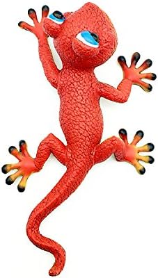 FICITI Gecko Wall Decor Lizard Wall Hanging Wall Plaque Wall Sculptures (Red)