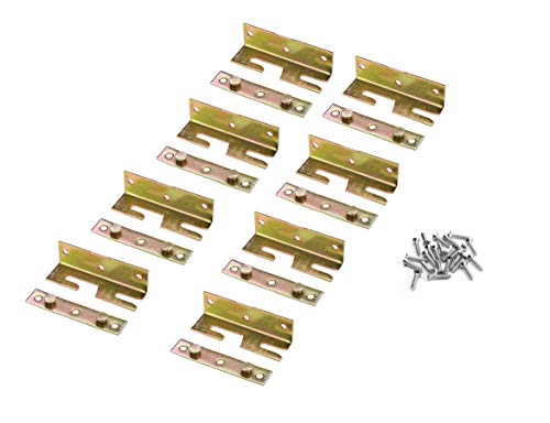 Karcy 8 Set Heavy Duty Furniture Wood Bed Rail Bracket Fitting Snap Connectors with Mounting Screws - Thumbnail 3