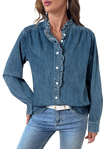 Sidefeel Ruffled Edge Denim Shirt