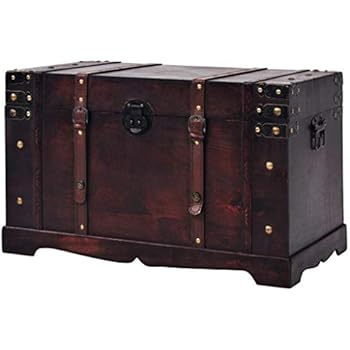 Canditree Storage Trunk Wood, Antique Treasure Chest Large, Storage Furniture for Bedroom Living Room Brown 26