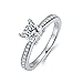 Hafeez Center 4-Prong Set 1.0 CT Princess Brilliant Cut Simulated Diamond CZ Solitaire Engagement Wedding Ring Rhodium Plated Sterling Silver, 2.16 CTW