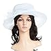 Women's Kentucky Derby Hat,Summer Fascinator Flowers Wide Brim Organza Church British Tea Party Wedding Dress Cap,White