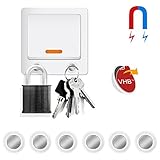 EverDigi 6-Pack Magnetic Key holders, No Drilling Key Racks Hangers with Adhesive for Wall, Light Switch, Fridge (White)