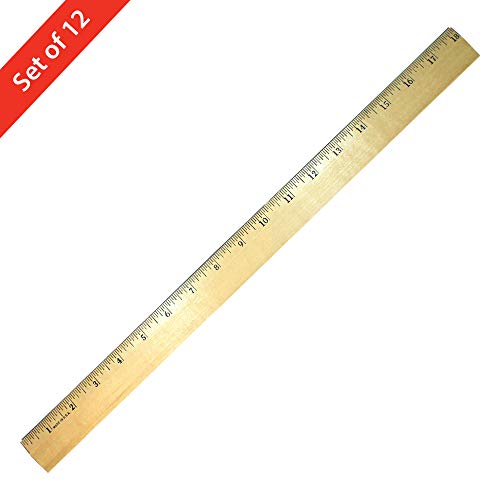 18" Wooden Office Ruler, Set of 12