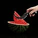 Watermelon Slicer Cutter and Tongs Server Stainless Steel Fruit Knife with 3 Forks Non Slip Silicone Handle Save Timer No Mess For Home Kitchen Tool