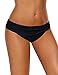 GRAPENT Women's Ruched Waistband Moderate Bikini Bottom Swimming Swimsuit Shorts Black Size Large (fit US 12-US 14)