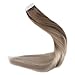Fshine Tape In Human Hair Extensions 14 Inch Remy Hair Tape In Extensions Balayage Color 8 Ash Brown Fading To Platinum Blonde 60 And 18 Ash Blonde Skin Weft Hair Extensions 20Pcs 50 Gram