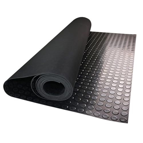 GOOFCXO 16.4 x 3.3Ft Coin-Grip Garage Floor Mat 3MM Thickness Heavy Duty Garage Floor Rubber Mat Non-Slip Rubber Floor Mat Garage Flooring Mat for Garage Industry Home Gym Workshop, Black