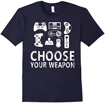 Men's Choose your weapon gamer video game nerdy gaming t-shirt Large Navy