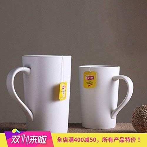 MOCER Simple Ceramic Cup Mug Large Capacity with Lid Spoon Coffee Cup Milk Cup Creative Office, Eight Ounces Solid Single Cup