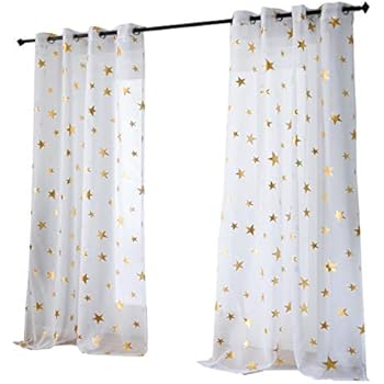 Amazon Com Golee Window Curtain Yellow Gold Polka Dot Confetti