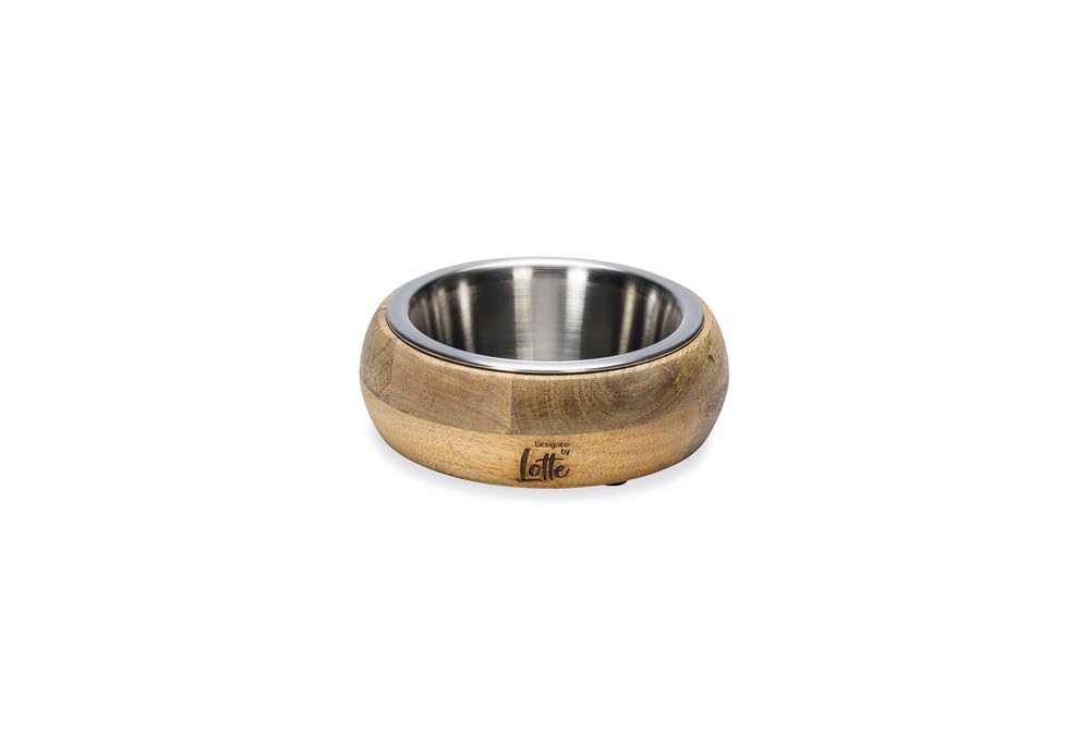 Elegant Wooden Dog Bowl with Stainless Steel Inner Bowl