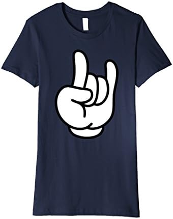 Womens Rock Heavy Metal Sign Cartoon Hand T-Shirt XL Navy