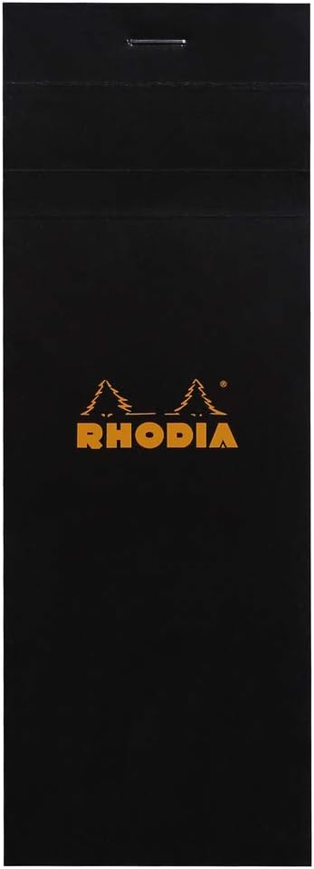 RHODIA 82009C, Stapled Notepad N°8 Shopping Black, 7.4x21 cm, Small Tiles, 80 Detachable Sheets, 80G Clairefontaine Paper