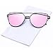QINKY Womens Cat Eye Aviator Metal Frame Cross Bar Sunglasses with Mirror Flash Flat Lens - Choose Your Variation