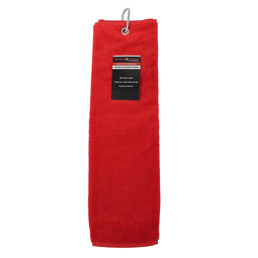 Brand Fusion Tri-Fold Velour Red Towel