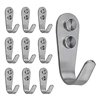 10 Pack Wall Mount Coat Hooks Hanger Holder Single Hook Heavy Duty Stainless Steel Storage Organizer Hook Utility Hanger Rustproof