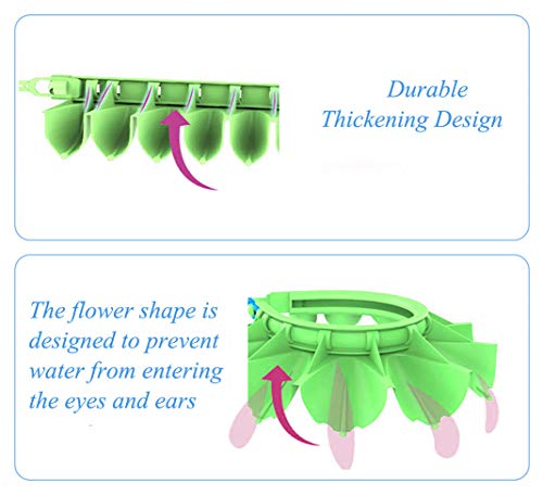 Baby Silicone Shower Cap with Bathing Brush Adjustable Infants Shampoo Caps Hat Safety Bath Visor Cap Soft Stretchy Protect Eyes Ears (Green)