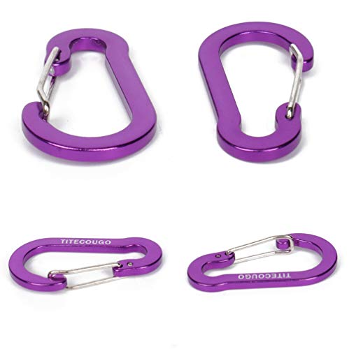 Carabiner Clip,Aluminum D-ring Locking Carabine Flat D-Shape Lock Snap Backpack Water Bottle Keychain Climbing Gear Accessories EDC Camping Tent Multi Function Tool Multiple Colors Purple 10Q QQ7