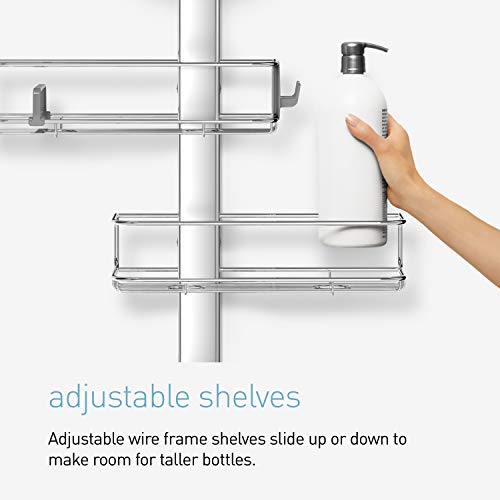 simplehuman Adjustable and Extendable Shower Caddy XL, Stainless Steel