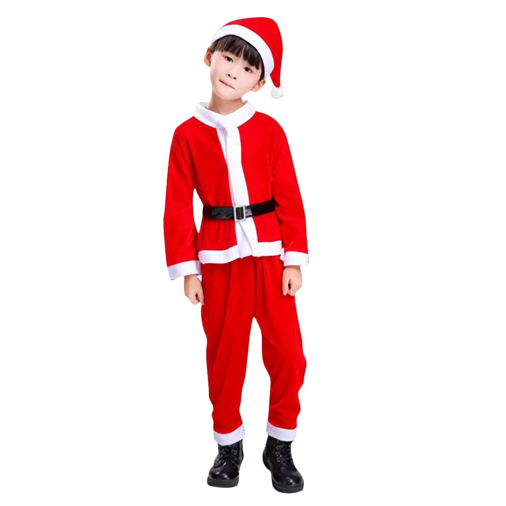Qchomee Mrs Santa Claus Costume Suit for Girls Boys Kids Age 3-6 Years Miss Santa Claus Cosplay Costume Suit Christmas Cloak Xmas Hat Fancy Dress Costume Outfit Christmas Cape for Girls Boys